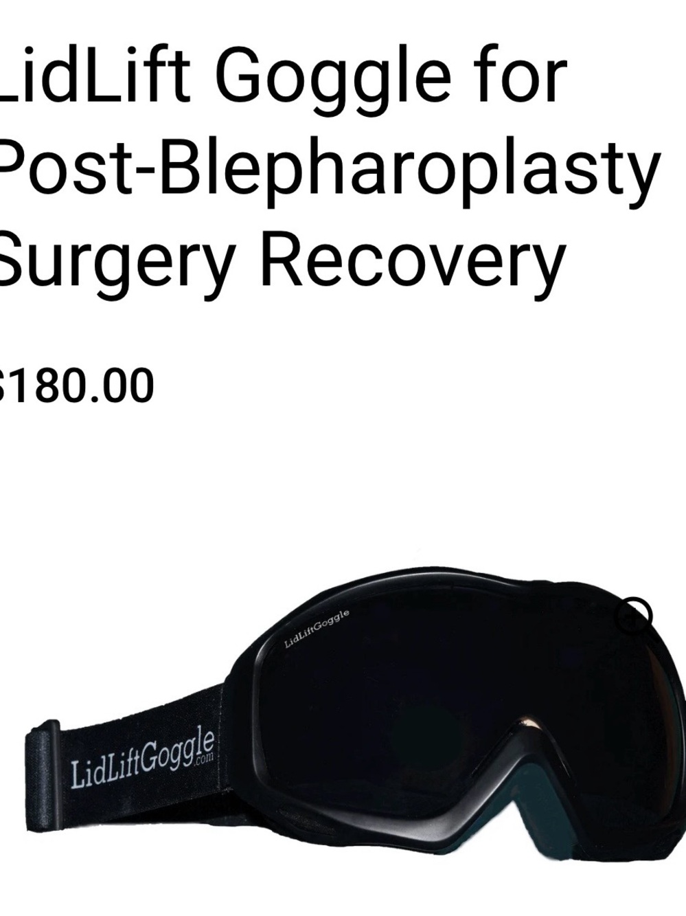 Lidlift Goggle Recovery Eye Shield - Black